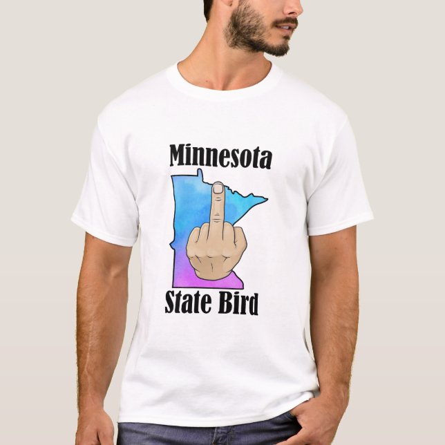 Minnesota state bird t-shirt middle finger colour (Front)