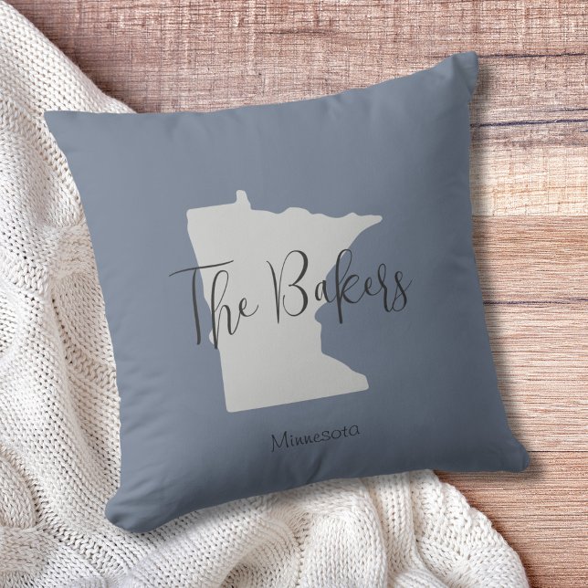 Minnesota State Family Name Throw Pillow (Show pride for your state and personalize it!  "love makes this house a home in <your state>")