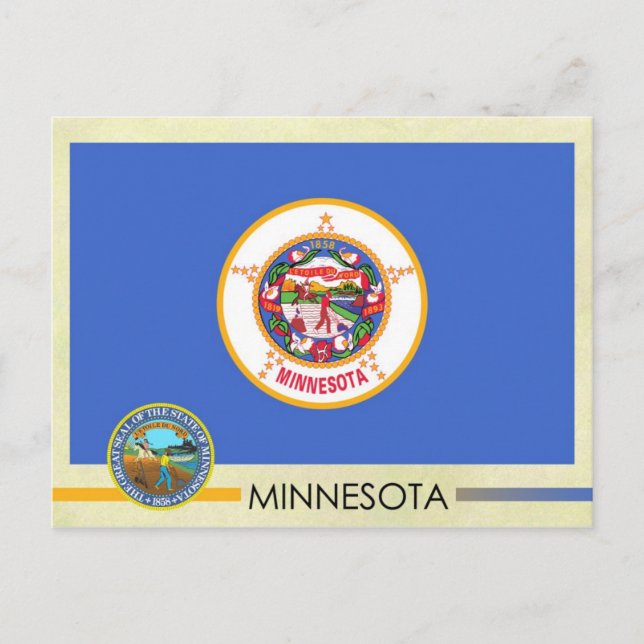 Minnesota State Flag and Seal Postcard (Front)