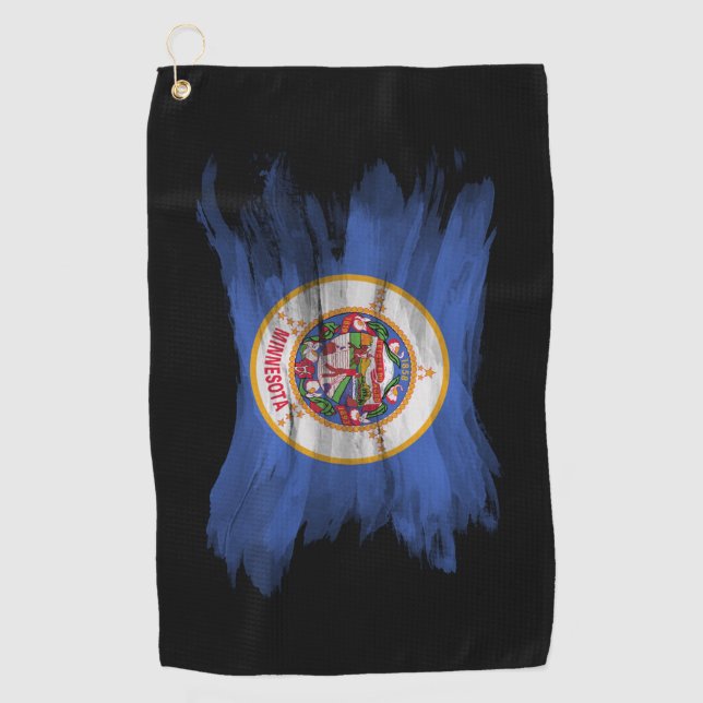 Minnesota state flag brush stroke, Minnesota flag Golf Towel (Front)