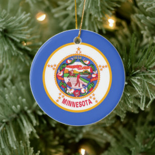 Minnesota State Flag Ceramic Tree Decoration