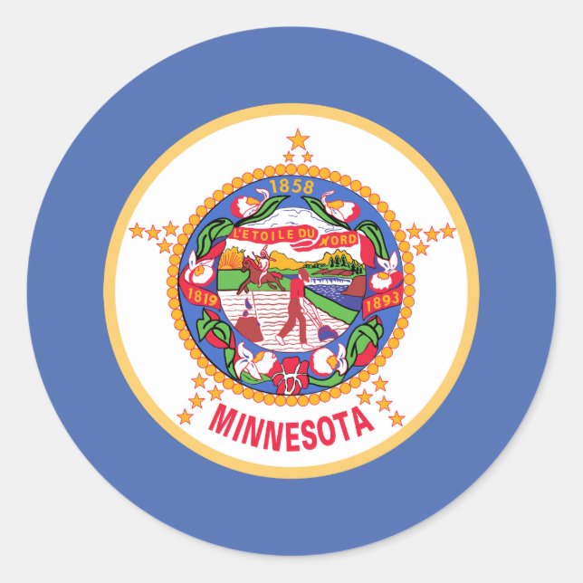 Minnesota State Flag Classic Round Sticker (Front)