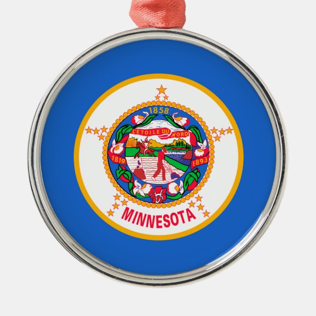 Minnesota State Flag Design Metal Tree Decoration (Front)