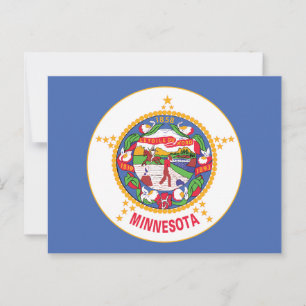 Minnesota State Flag Land of 10000 Lakes Seal Postcard