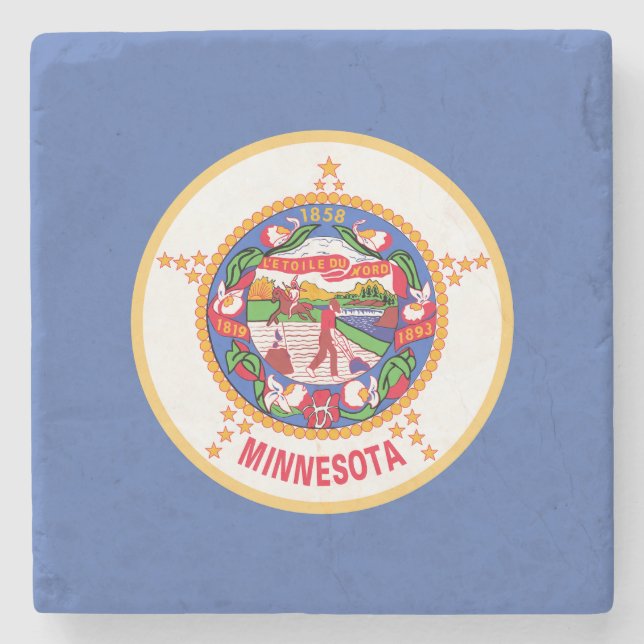 Minnesota State Flag Stone Coaster (Front)
