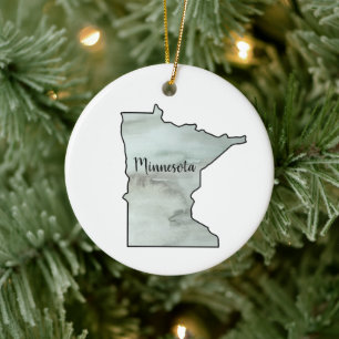 Minnesota State Illustration Ceramic Tree Decoration