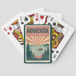 Minnesota State Illustration Travel Art Vintage Playing Cards