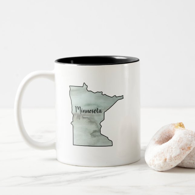 Minnesota State Illustration Two-Tone Coffee Mug (With Donut)