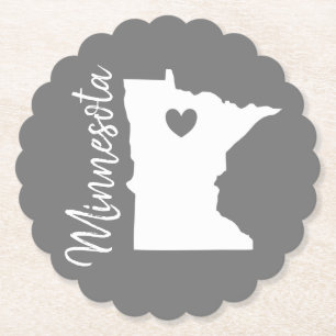 Minnesota state map love home   paper coaster