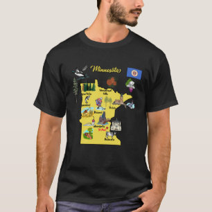 Minnesota state map with major cities Tourist Dest T-Shirt