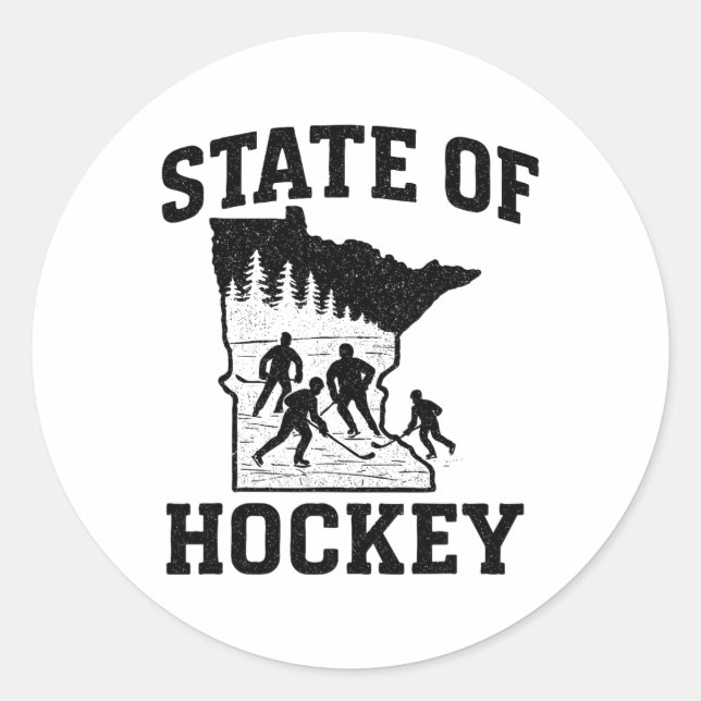 Minnesota - State Of Hockey  Classic Round Sticker (Front)