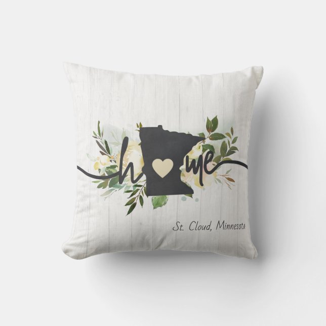 Minnesota State Personalised Your Home City Rustic Cushion (Front)