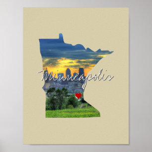 Minnesota State Photo insert and town name Poster
