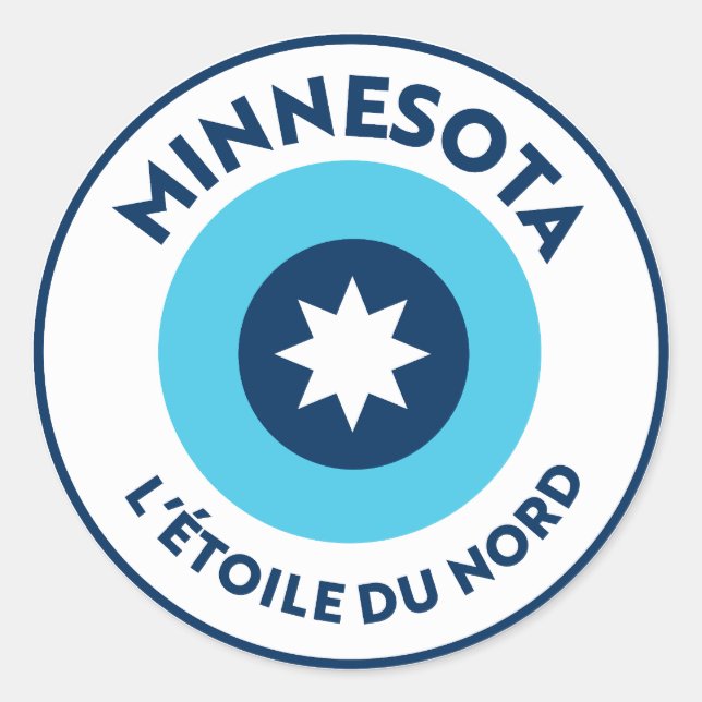 Minnesota State Round: L'etoile Du Nord Patch Classic Round Sticker (Front)