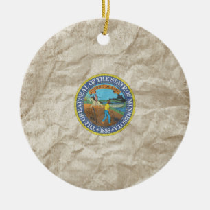 Minnesota State Seal Ceramic Tree Decoration