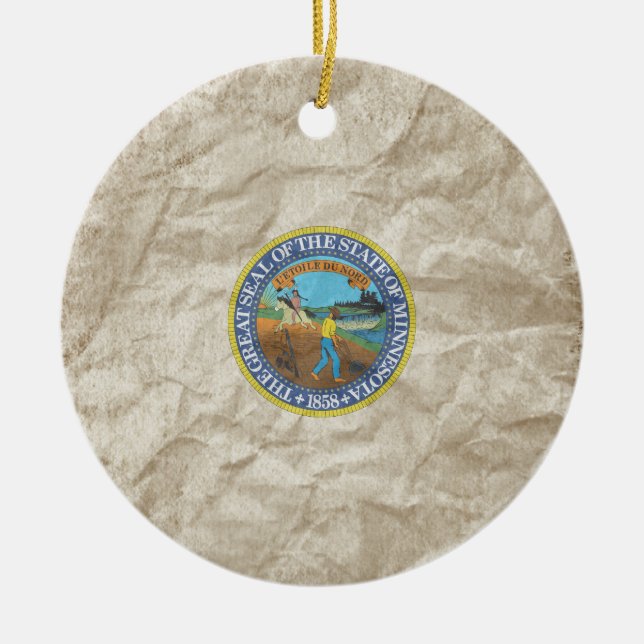Minnesota State Seal Ceramic Tree Decoration (Front)