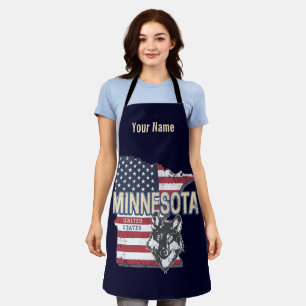 Minnesota State United States Map Vintage USA Apron