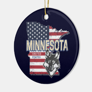 Minnesota State United States Map Vintage USA Ceramic Tree Decoration
