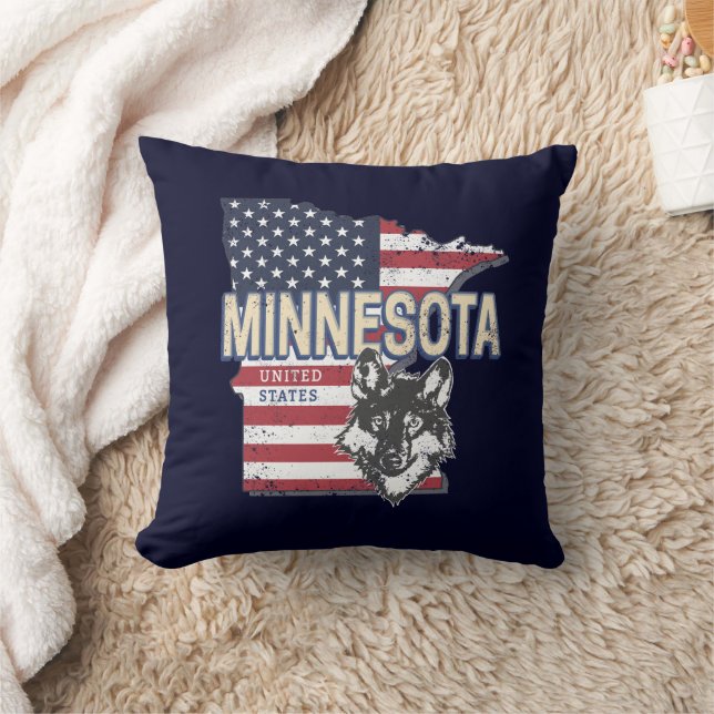 Minnesota State United States Map Vintage USA Cushion (Blanket)