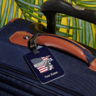 Minnesota State United States Map Vintage USA Luggage Tag