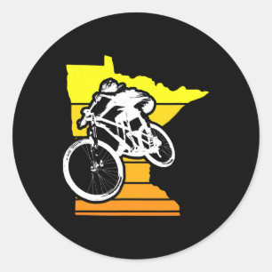 Minnesota Sunset Mountain Biking Classic Round Sticker