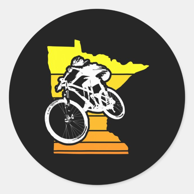 Minnesota Sunset Mountain Biking  Classic Round Sticker (Front)