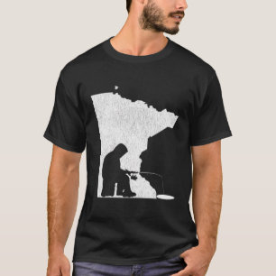 Minnesota Vintage Ice Fishing State Map Hoodie T-Shirt
