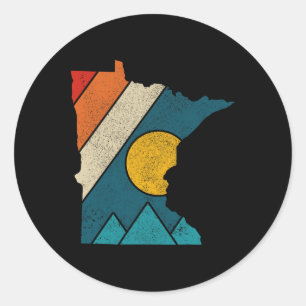 Minnesota Vintage State Map Mountains Hiking Pride Classic Round Sticker