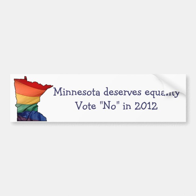 Minnesota vote no to support gay marriage bumper sticker (Front)