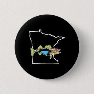 Minnesota Walleye Fishing Freshwater Fisherman Wal 6 Cm Round Badge