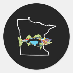 Minnesota Walleye Fishing Freshwater Fisherman Wal Classic Round Sticker