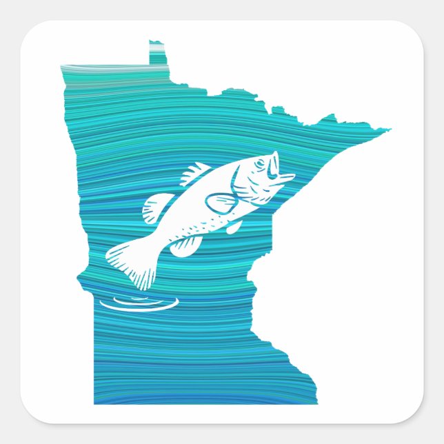 Minnesota Wave Fishing Square Sticker (Front)