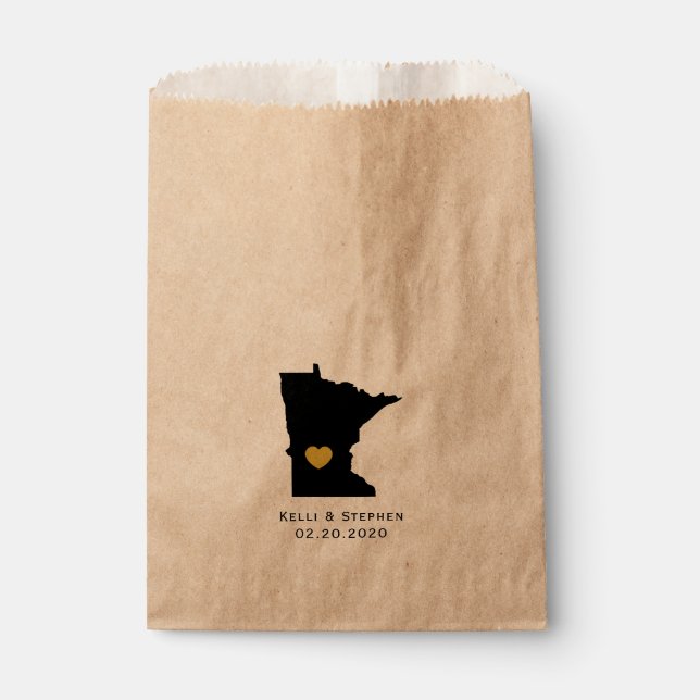 Minnesota Wedding Favour Treat Sacks, Gift Bags (Front)