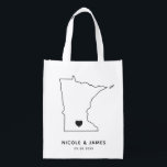 Minnesota Wedding Welcome Bag Map Tote with Heart<br><div class="desc">Wedding welcome gift bag featuring map graphic. Your guests will love checking into their hotel and finding this tote filled with treats awaiting them. You may position the heart to the location of your big day using the "customise further" feature.</div>