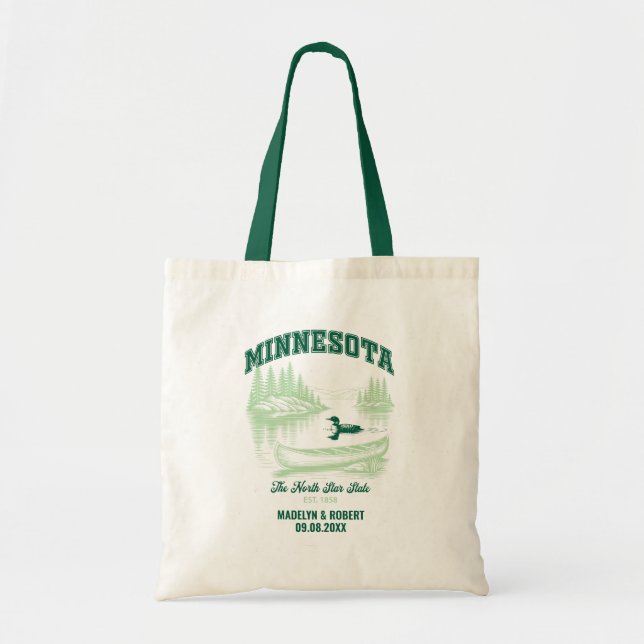 Minnesota Wedding Welcome Bag, State Love Tote Bag (Front)