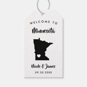 Minnesota Wedding Welcome Bag Tags, Map Gift Tags