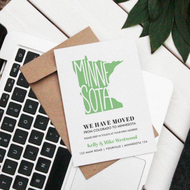 MINNESOTA We've moved New address New Home  Postcard (relocation announcement update your records with new address Minnesota moving)