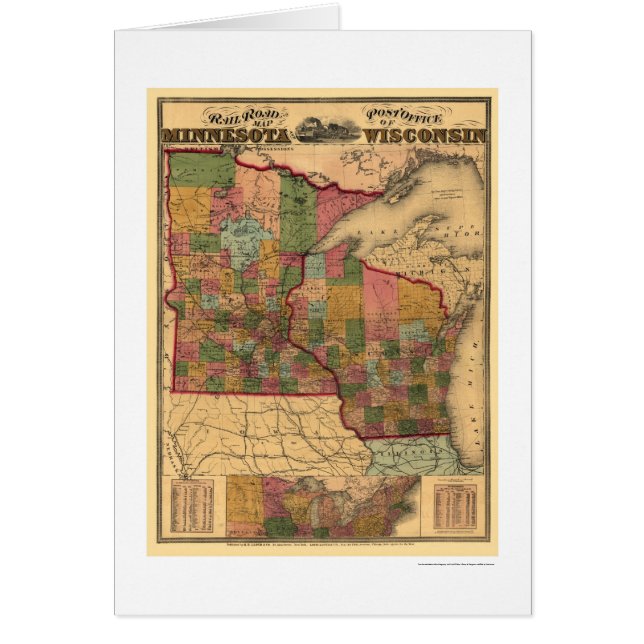 Minnesota & Wisconsin Railroad Map 1871 (Front)
