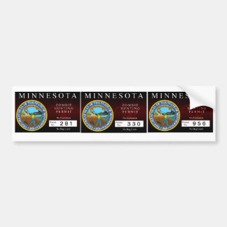 Minnesota Zombie Hunting Permit Bumper Sticker