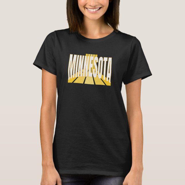 Minnesotan Purple & Yellow Minnesota Retro Striped T-Shirt (Front)