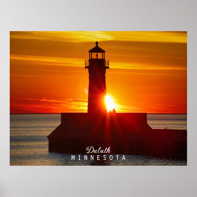 Minnesota's Lighthouse and Sunrise Poster (Front)