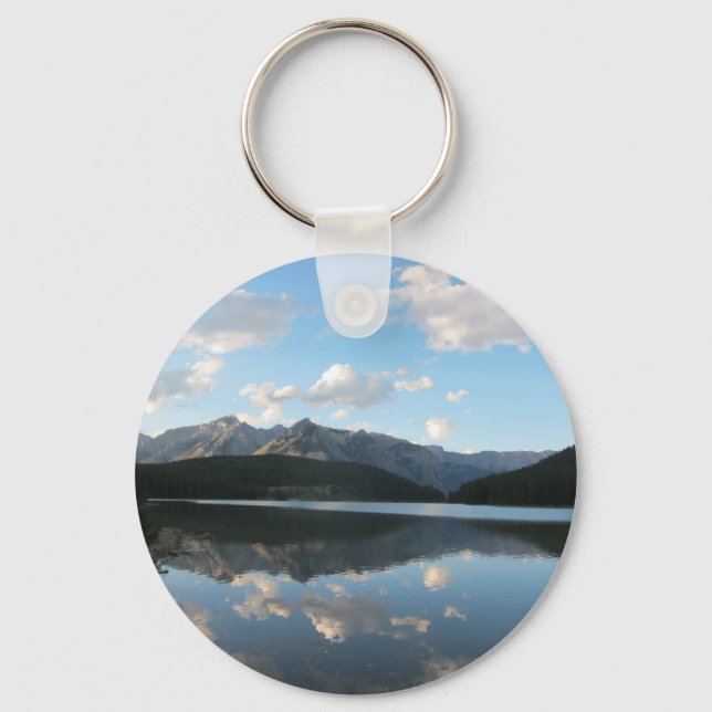 Minnewanka Lake, Alberta, Canada Key Ring (Front)