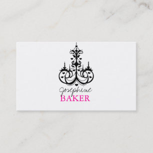 minniemay chandelier+ ombre hearts black and pink business card
