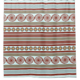 Minoan-style light-blue shower curtain