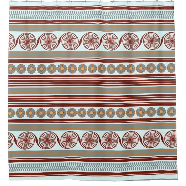 Minoan-style light-blue shower curtain (Front)