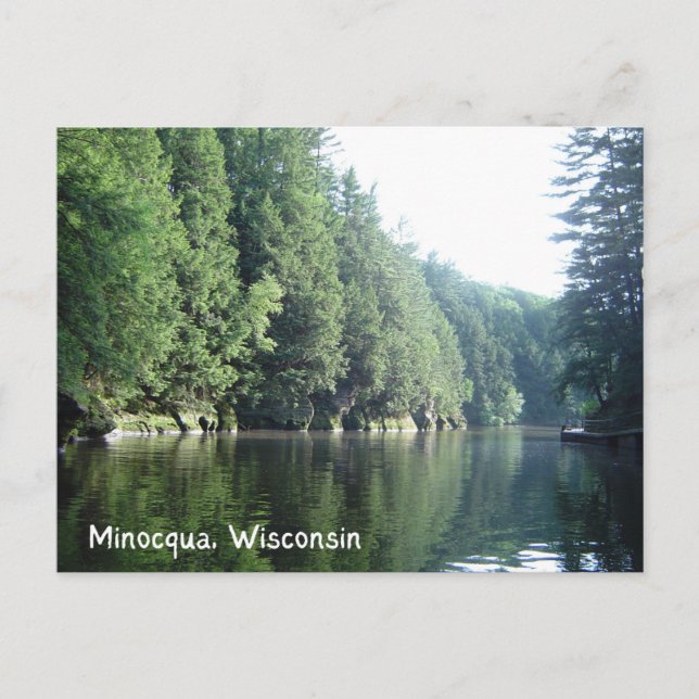Minocqua Wisconsin Lake Postcard (Front)