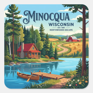 Minocqua Wisconsin Square Sticker