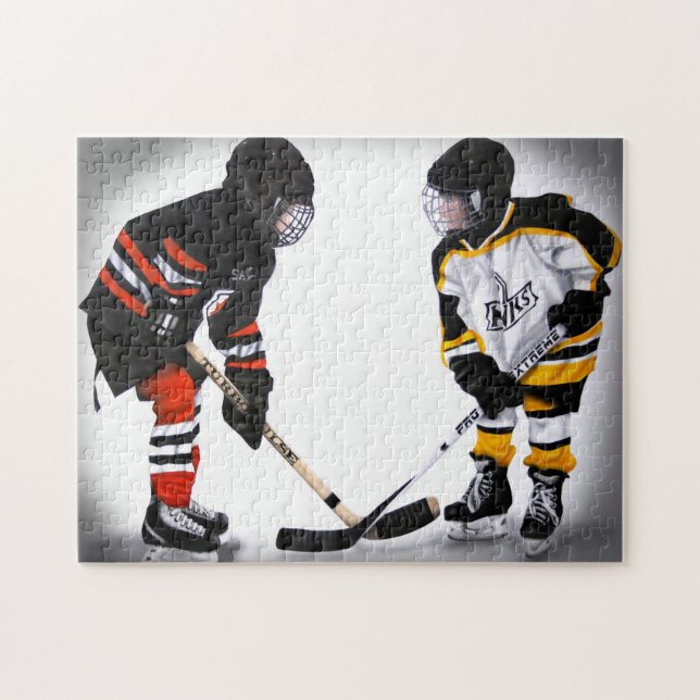 minor hockey players at faceoff puzzle (Horizontal)
