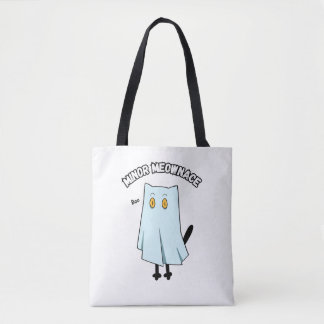 Minor Meownace Funny Blue Ghost Cat Halloween Tote Bag