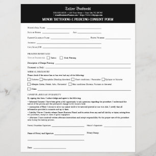MINOR TATTOOING & PIERCING CONSENT FORM FLYER